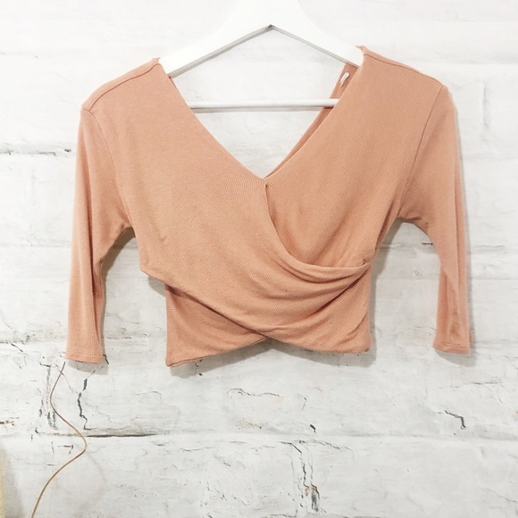Peach Wrap Crop Top - Picture 3 of 3